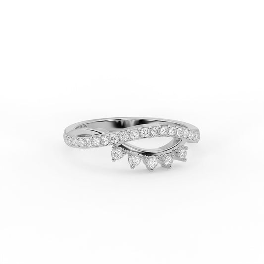 Cascade 0.26 ct Round Moissanite PavΓ© Fringe 925 Silver Ring