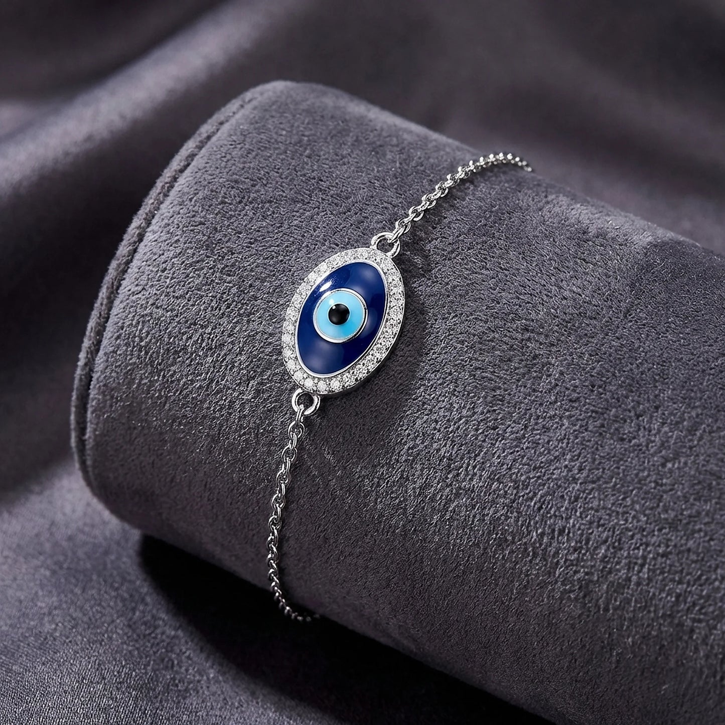 Evil Eye Moissanite 925 Silver Bracelet - Modern Nazar Protection Gift for Men & Women