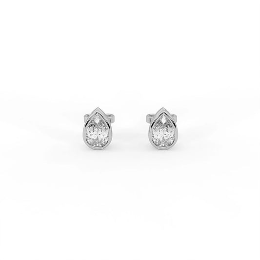 Flow Pear Bezel Studs