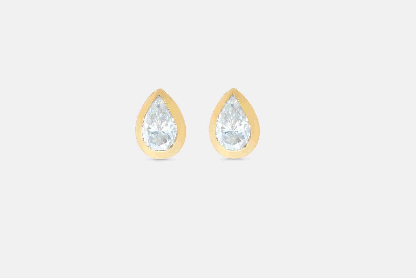 Flow Pear Bezel Studs