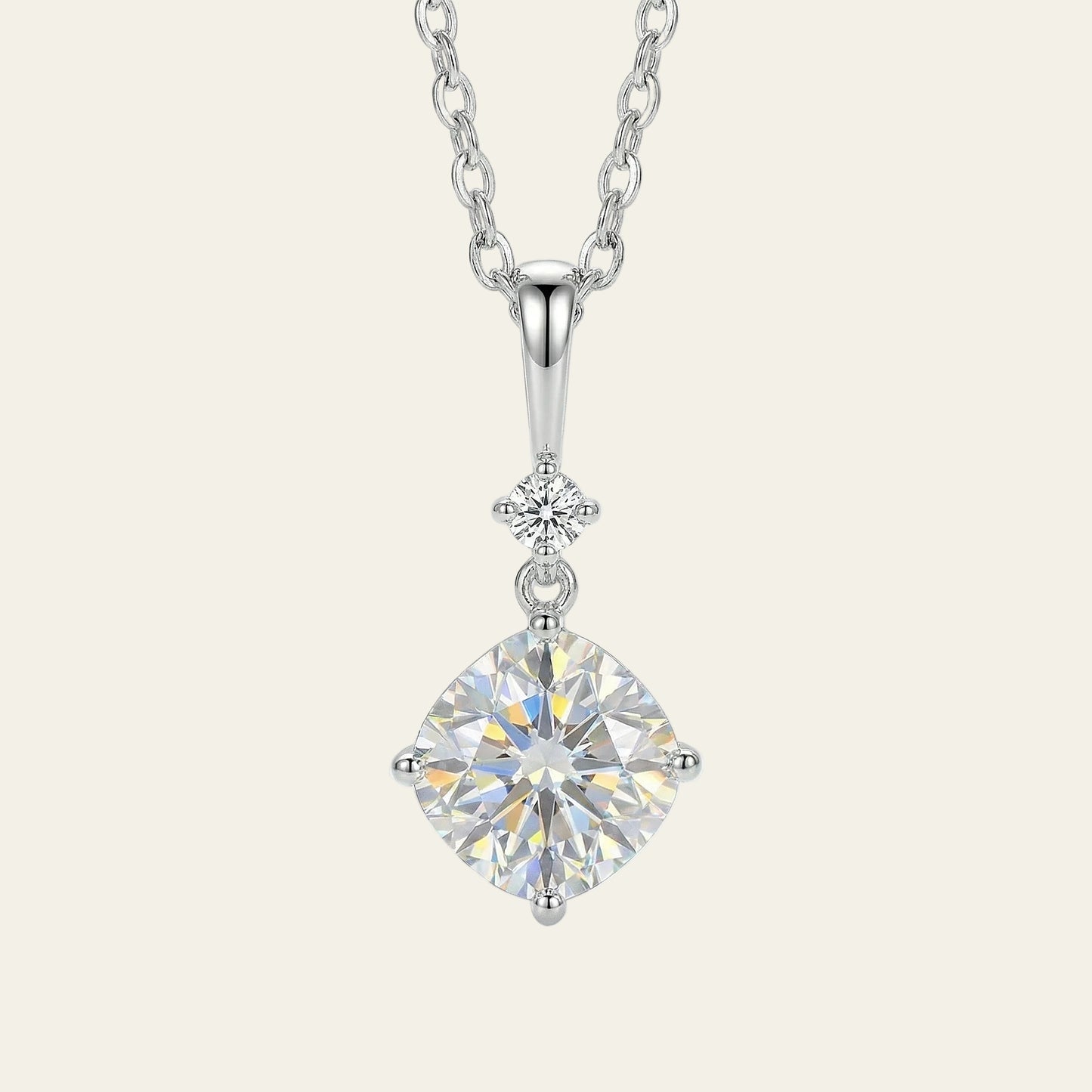 Lyra 1.87 ct Cushion Moissanite Solitaire Prong 925 Silver Necklace