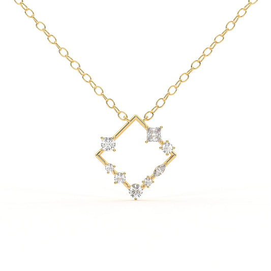 Elara 2.89 ct Moissanite Abstract Cluster 925 Silver Necklace