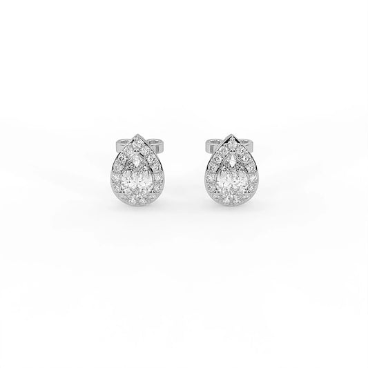 Serenity Pear Halo Studs