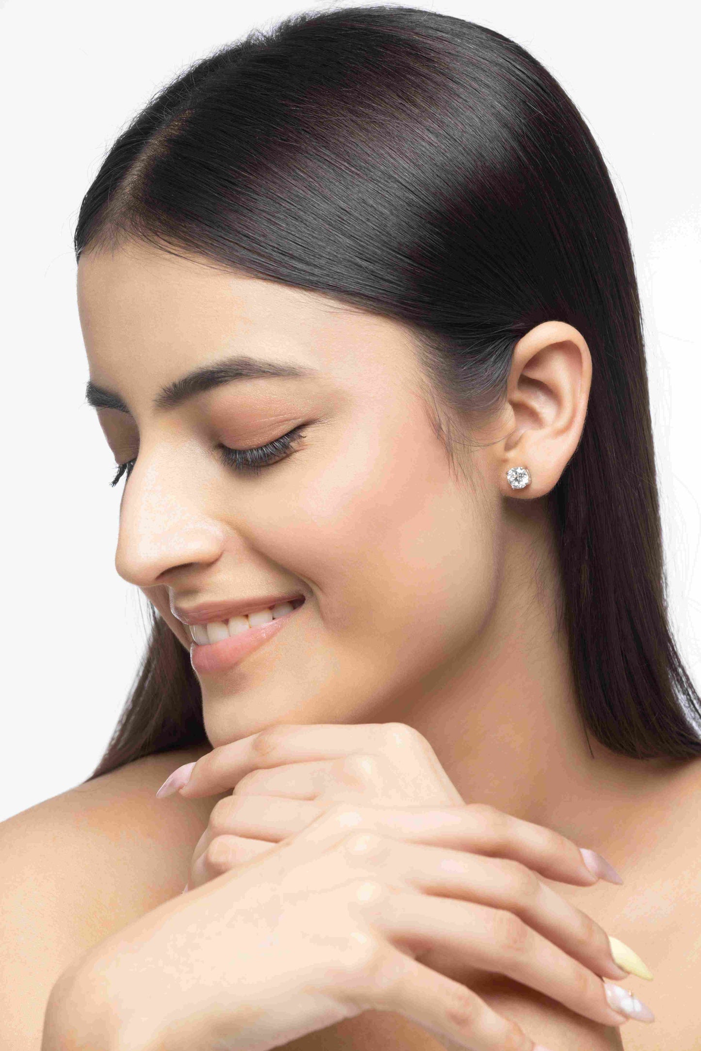 Lustre 2.4 ct Round Moissanite Prong 925 Silver Stud Earrings