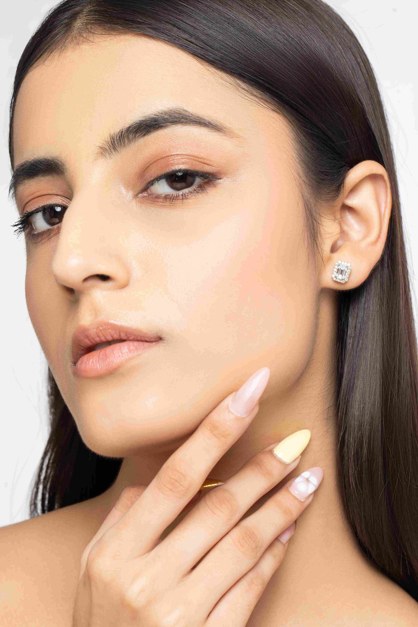 Majesty 2.1 ct Emerald Moissanite Halo 925 Silver Stud Earrings