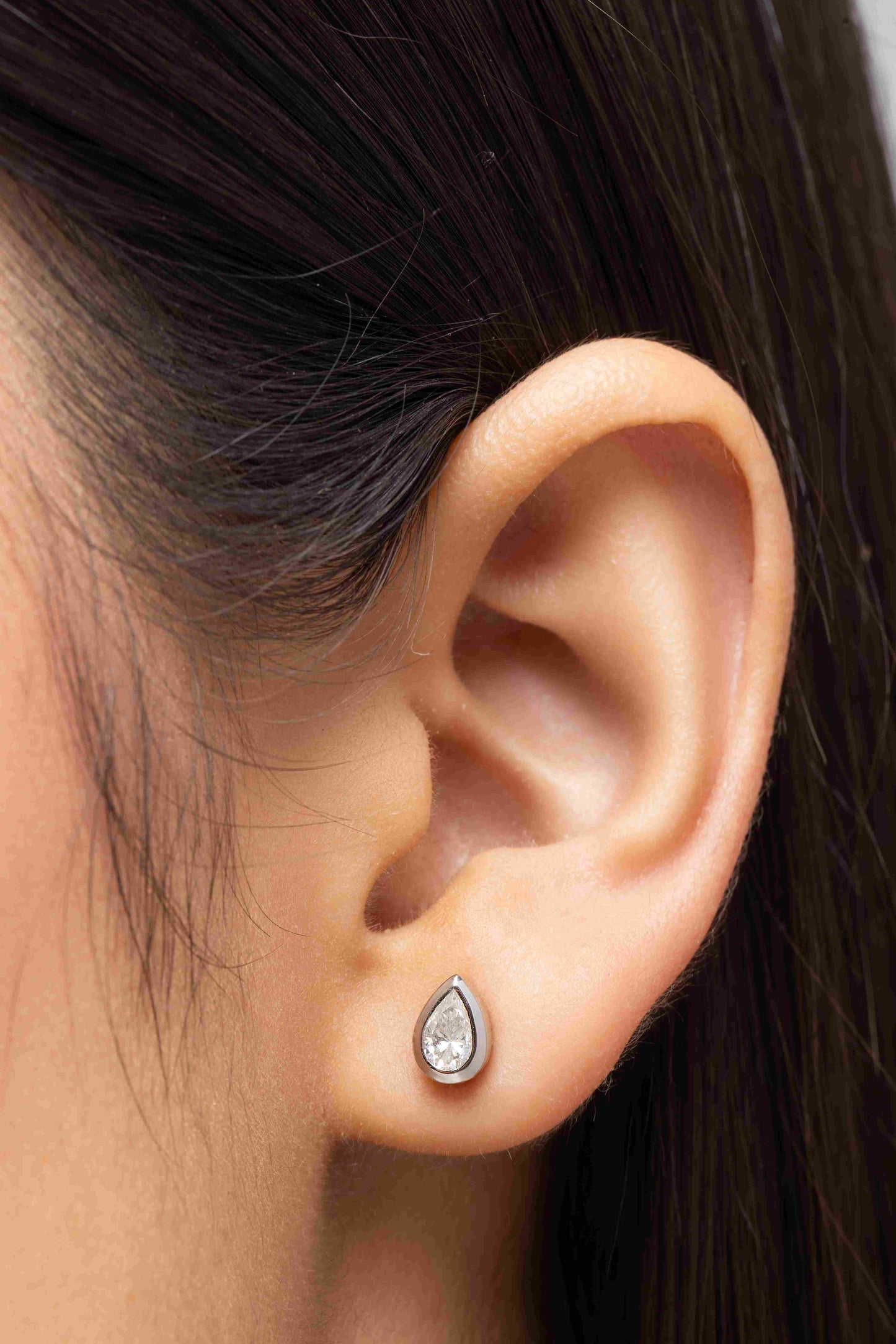 Flow Pear Bezel Studs
