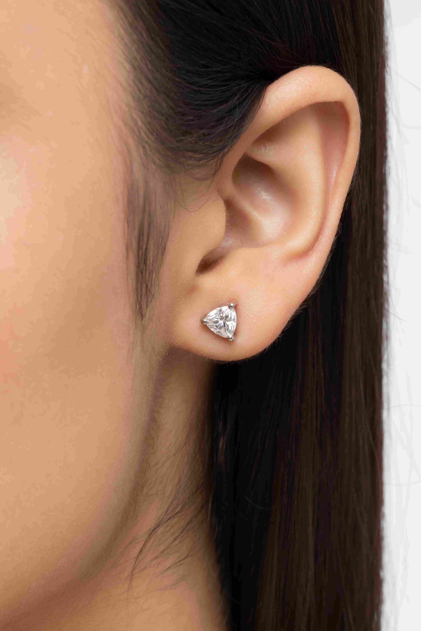 Nova 1.9 ct Trillion Moissanite Prong 925 Silver Stud Earrings