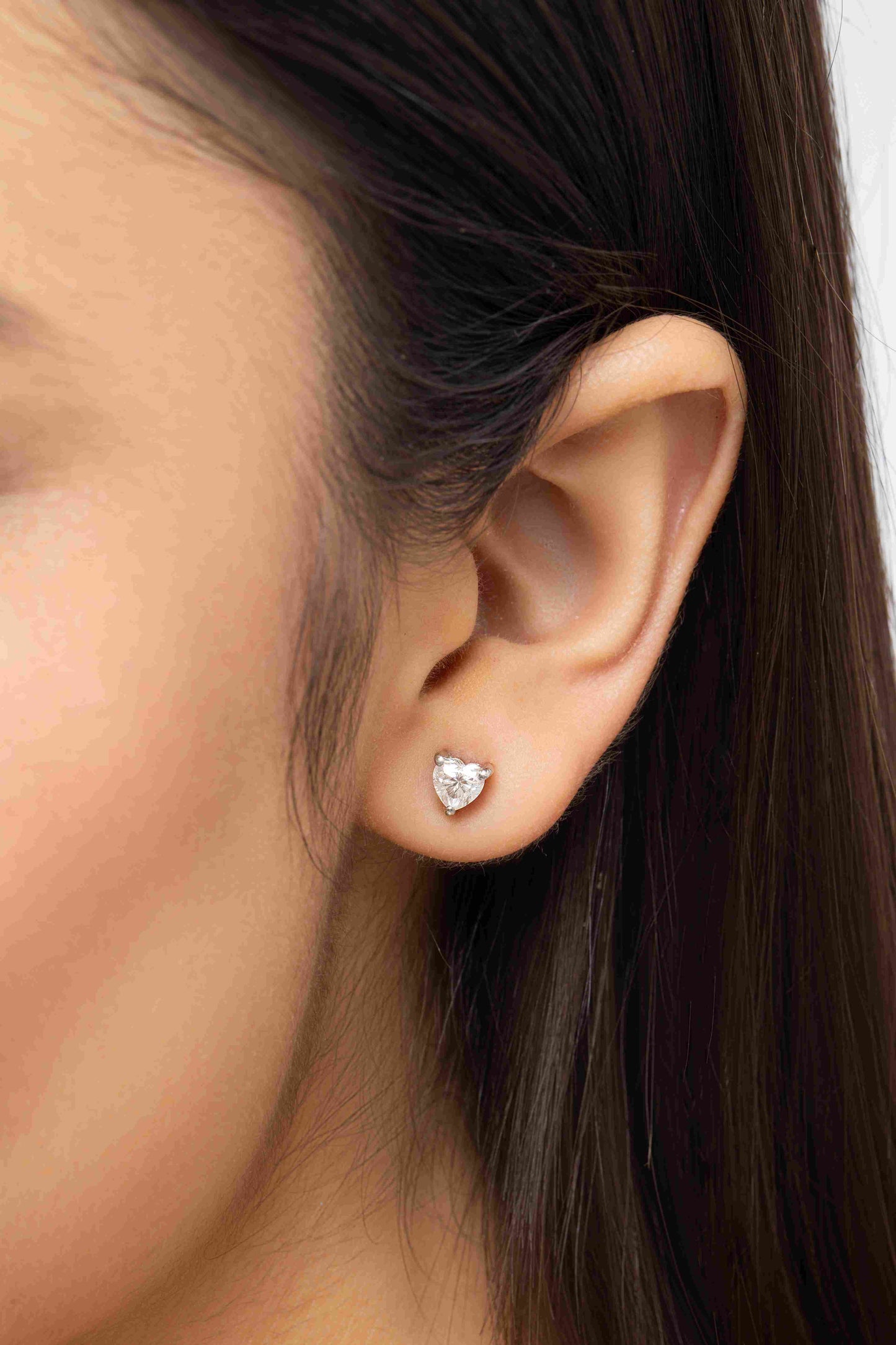 Adore 0.9 ct Heart Moissanite Prong 925 Silver Stud Earrings