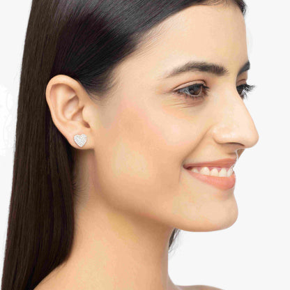 Amour 1.62 ct Round Moissanite Heart Cluster 925 Silver Stud Earrings