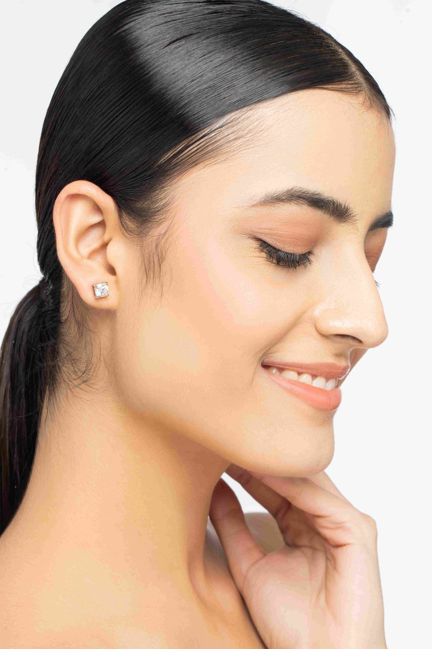 Charm 1.8 ct Cushion Moissanite Prong 925 Silver Stud Earrings