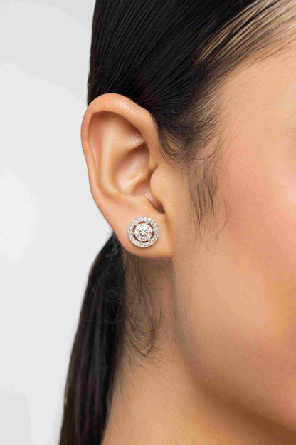 Celeste 2.4 ct Round Moissanite Floating Halo 925 Silver Stud Earrings