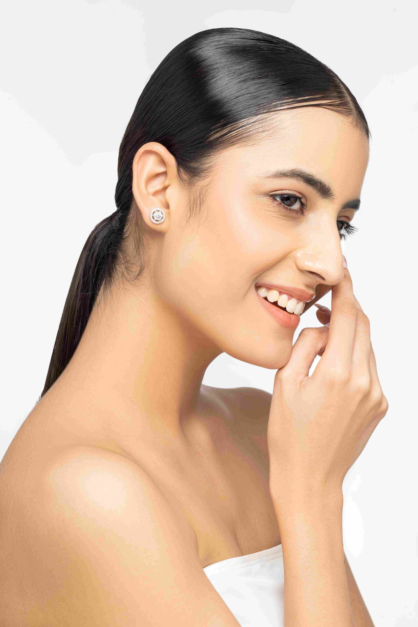 Celeste 2.4 ct Round Moissanite Floating Halo 925 Silver Stud Earrings