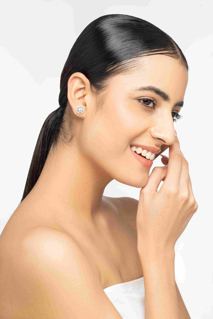 Celeste 2.4 ct Round Moissanite Floating Halo 925 Silver Stud Earrings