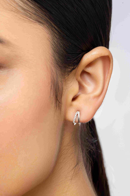 Converge 0.14 ct Round Moissanite Prong-Set 925 Silver Hoop Earrings