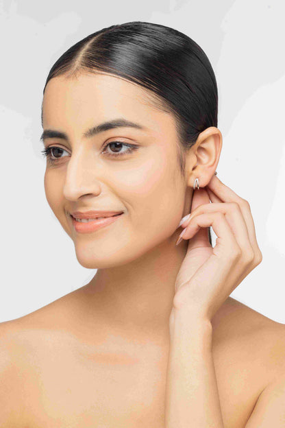 Converge 0.14 ct Round Moissanite Prong-Set 925 Silver Hoop Earrings