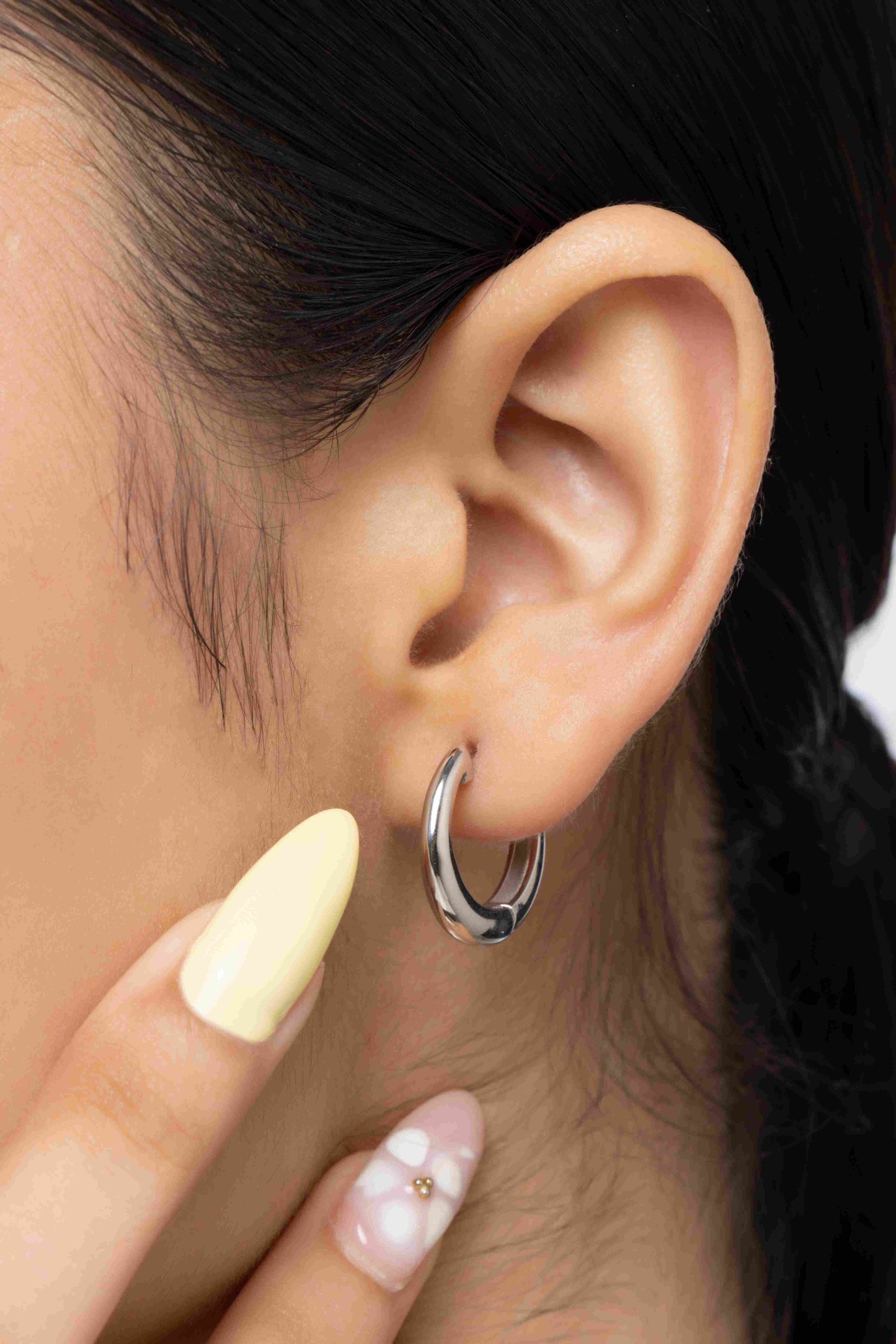 Sculpt High-Polished 925 Silver Dome Hoop Earrings