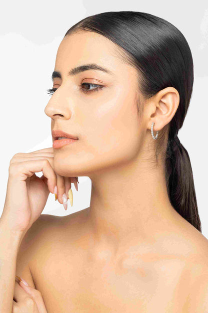 Dualshine 3.6 ct Round Moissanite 925 Silver Huggie Earrings