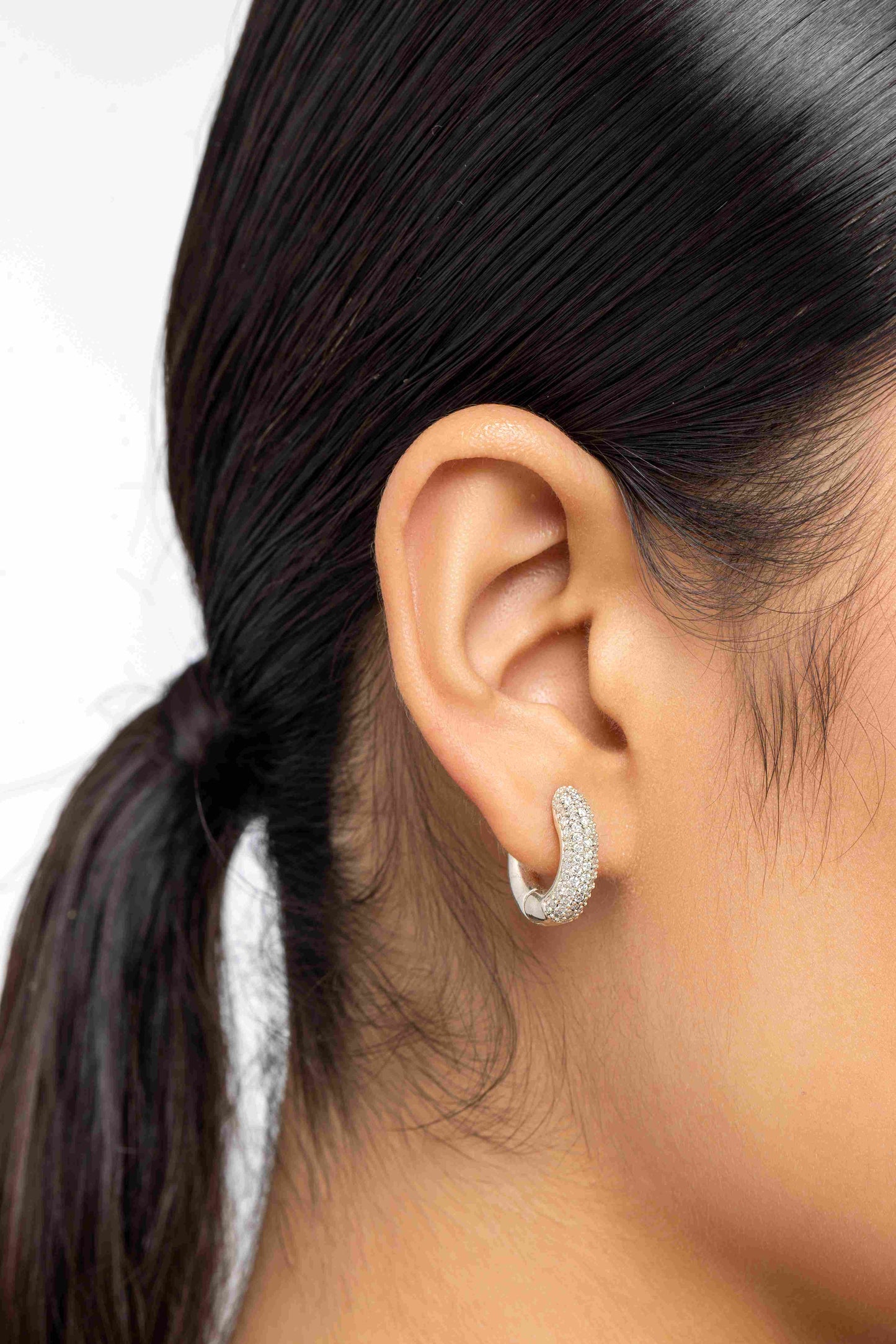 Gemline 2.4 ct Round Moissanite 925 Silver Huggie Earrings