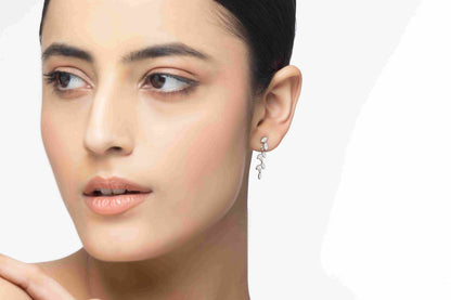 Petaline 0.28 ct Round Moissanite 925 Silver Drop Earrings