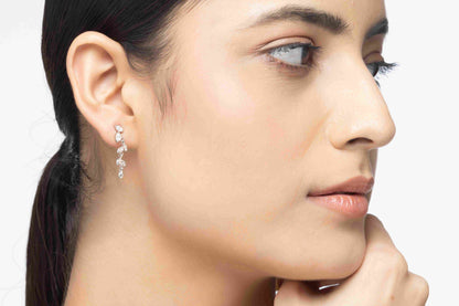 Petaline 0.28 ct Round Moissanite 925 Silver Drop Earrings