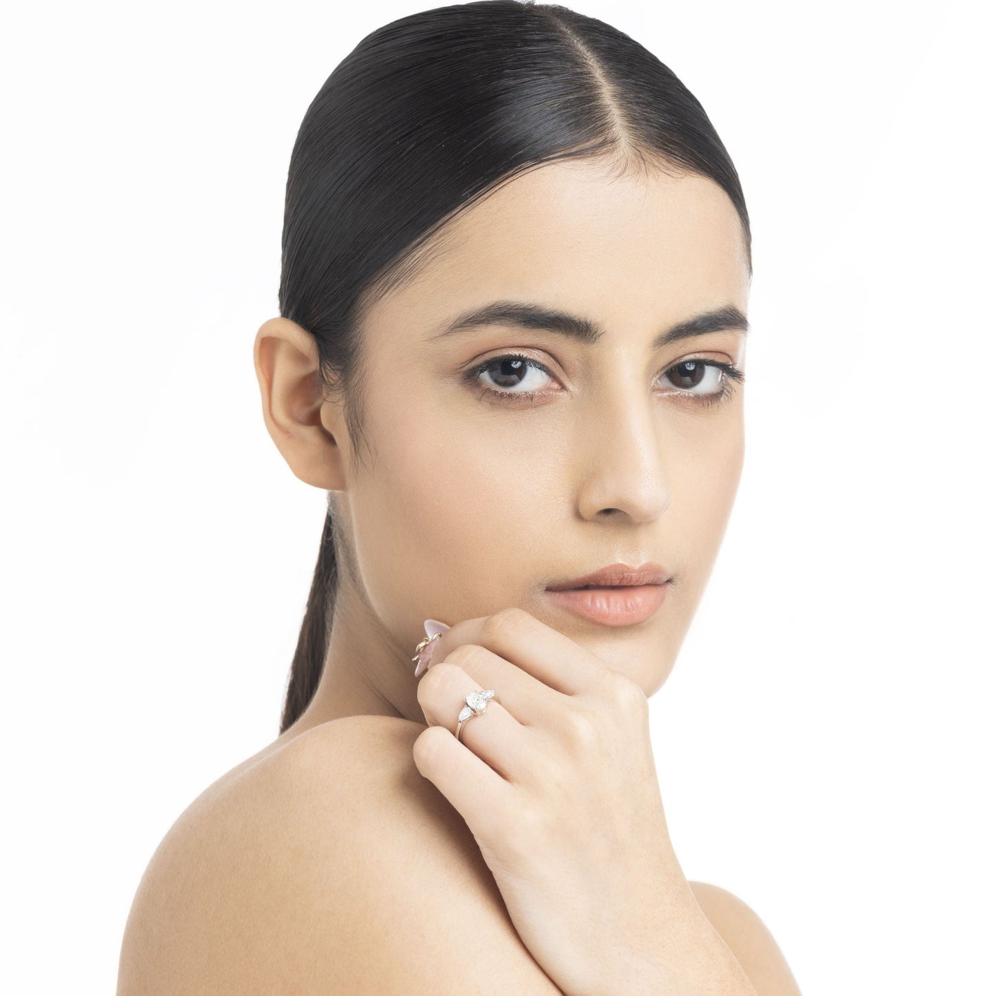 Trinity 0.8 ct Oval Bypass Moissanite 925 Silver Ring