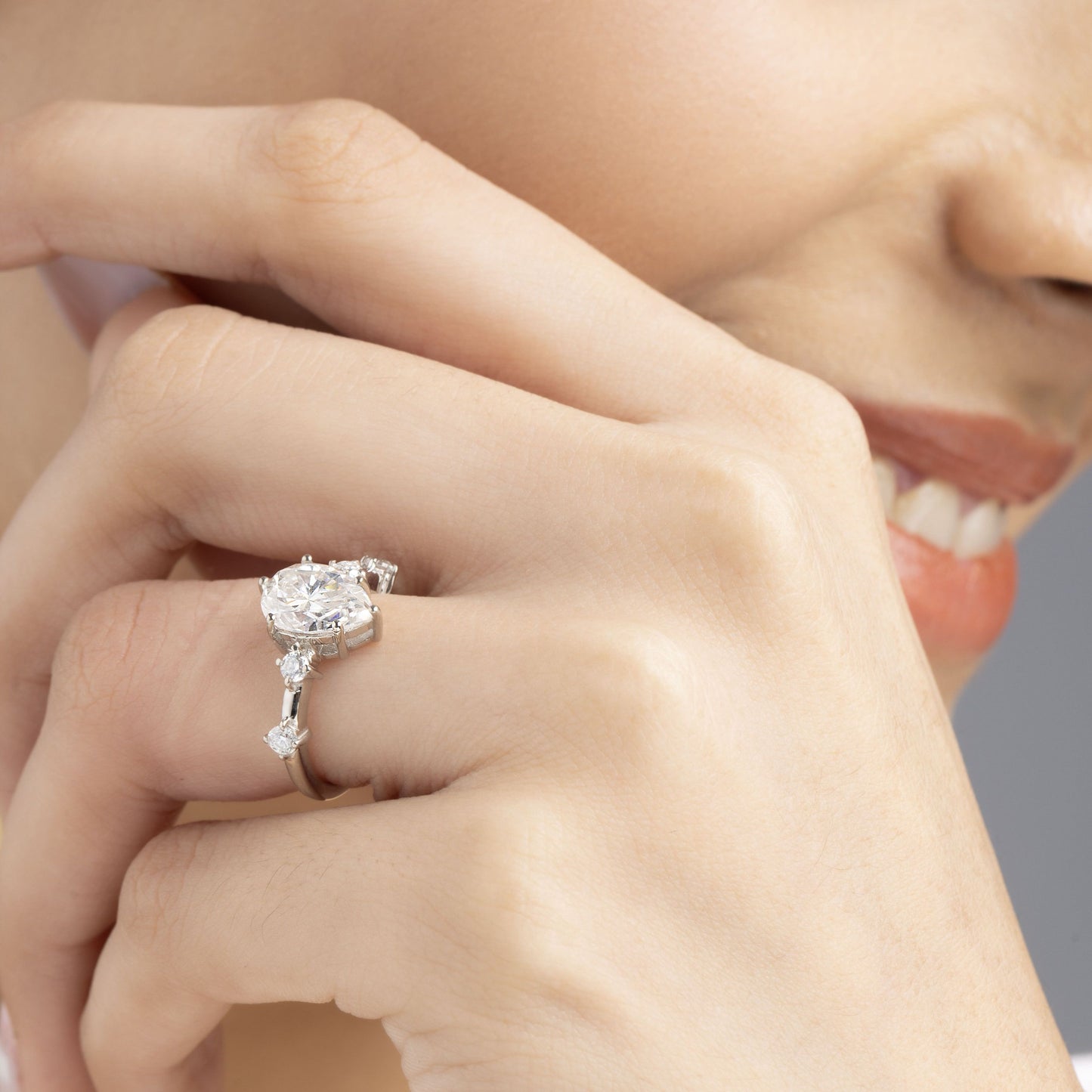 Luna 1.75 ct Pear Moissanite 925 Silver Solitaire Ring