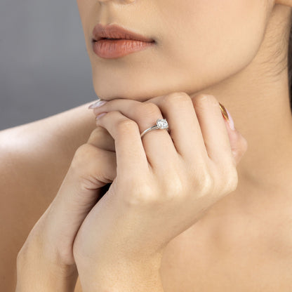 Lyra 0.9 ct Cushion Moissanite 925 Silver Solitaire Ring