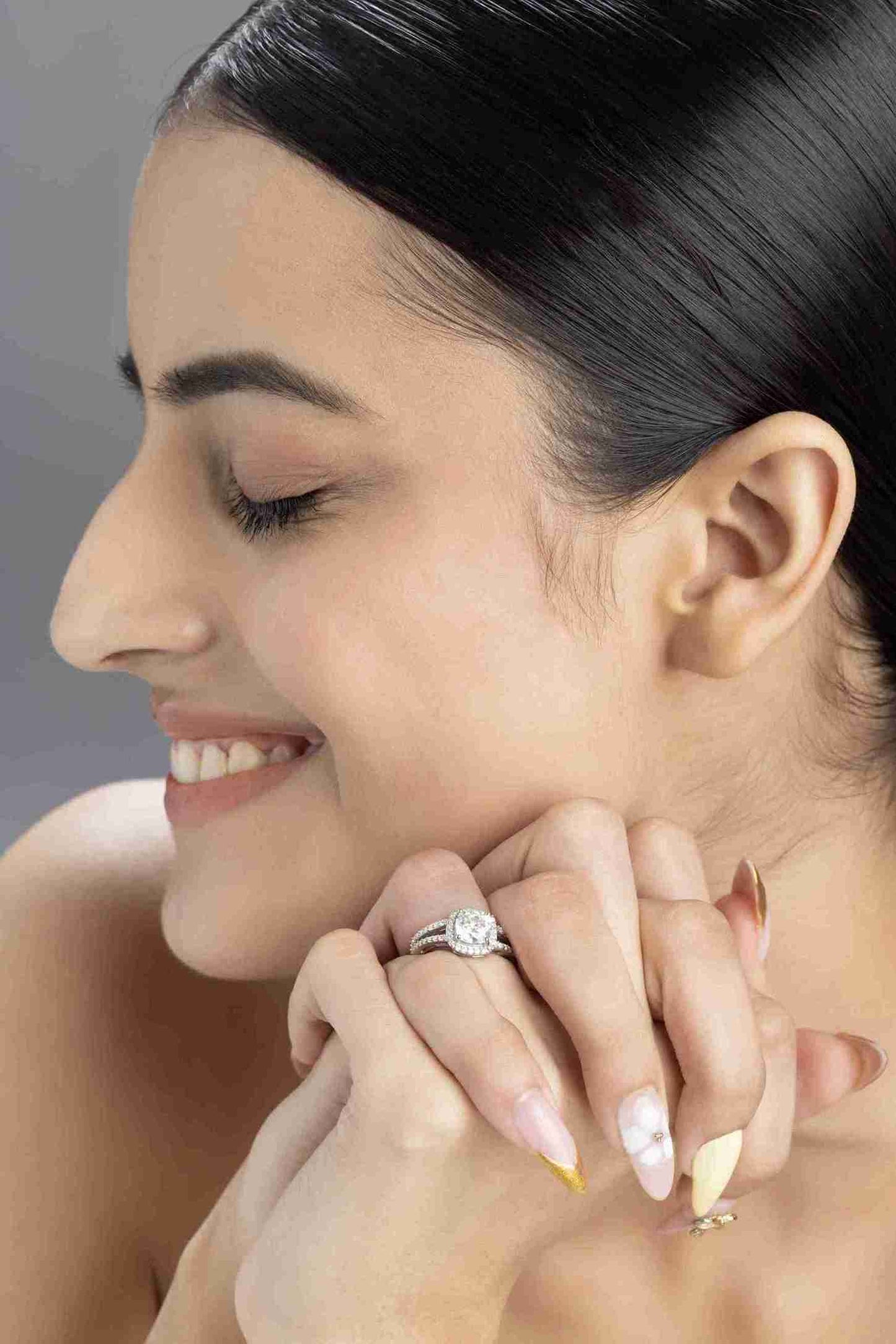 Amara 1.2 ct Cushion Halo Moissanite 925 Silver Ring