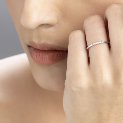 Aura 0.12 ct Slim Pavé Moissanite 925 Silver Stacking Band
