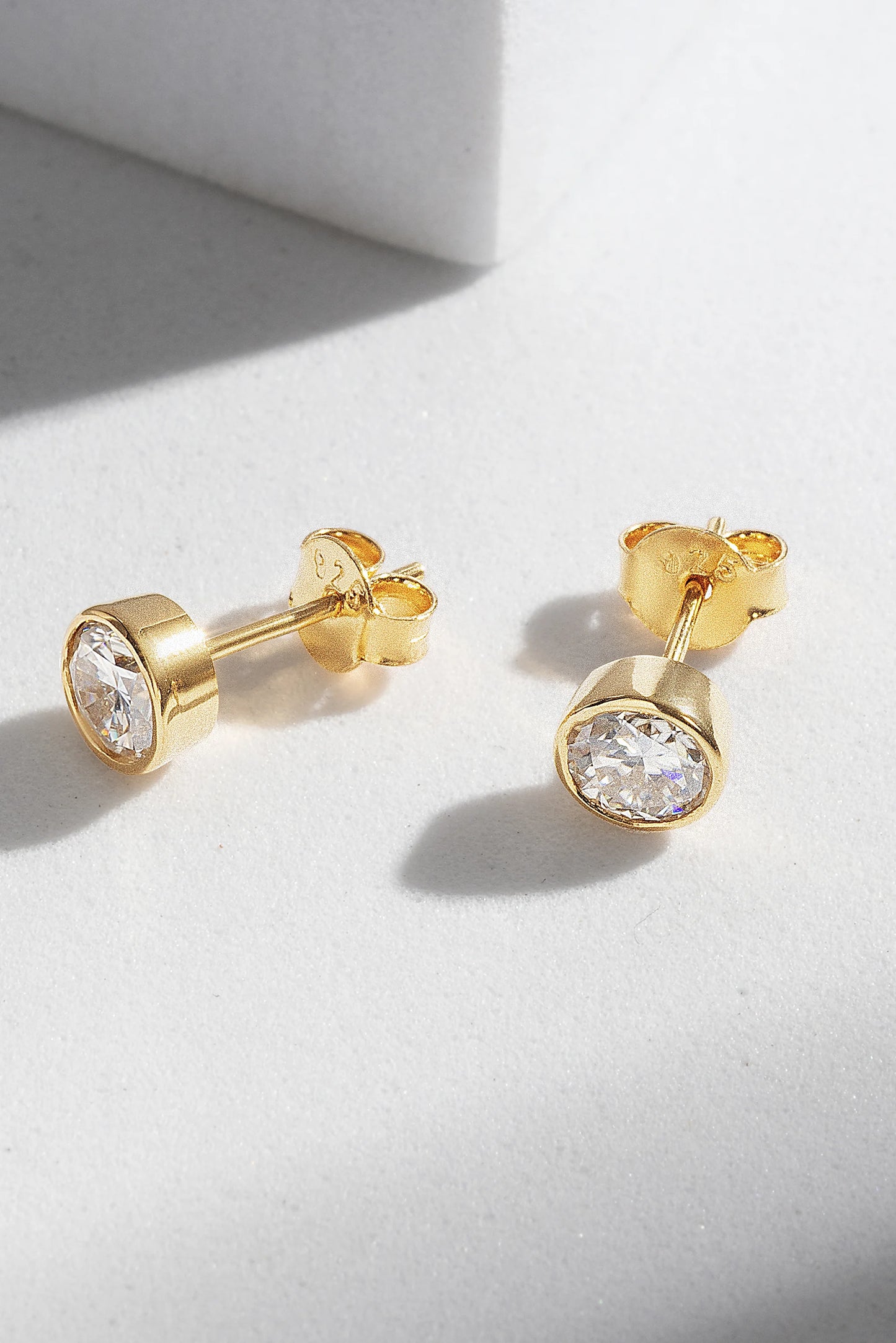 Orbit 1 ct Round Moissanite Bezel 925 Silver Stud Earrings