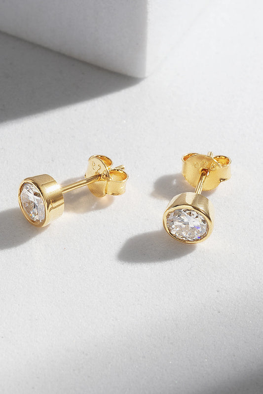 Orbit 1 ct Round Moissanite Bezel 925 Silver Stud Earrings