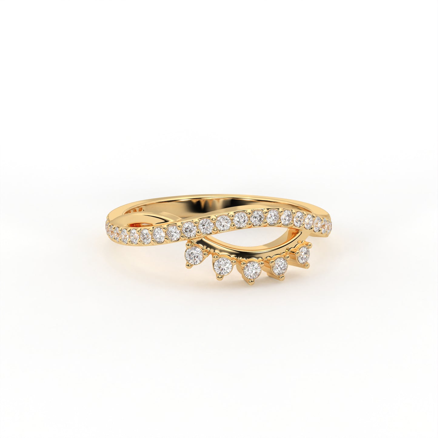 Cascade 0.26 ct Round Moissanite Pavé Fringe 925 Silver Ring