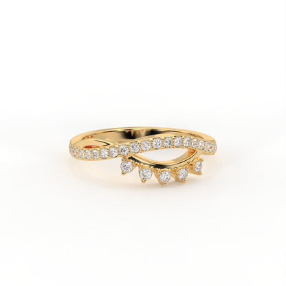 Cascade 0.26 ct Round Moissanite Pavé Fringe 925 Silver Ring