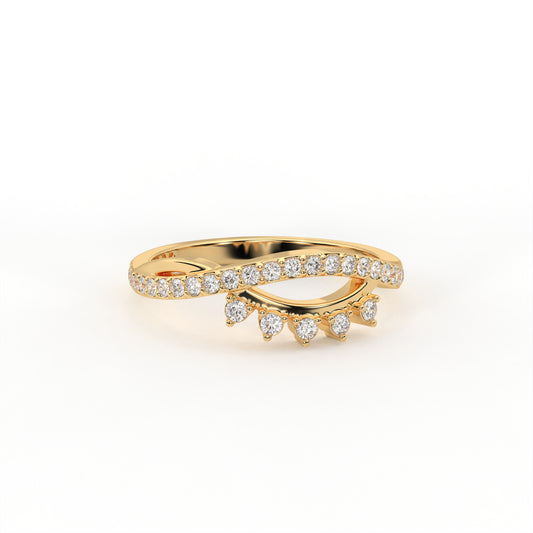 Cascade 0.26 ct Round Moissanite Pavé Fringe 925 Silver Ring