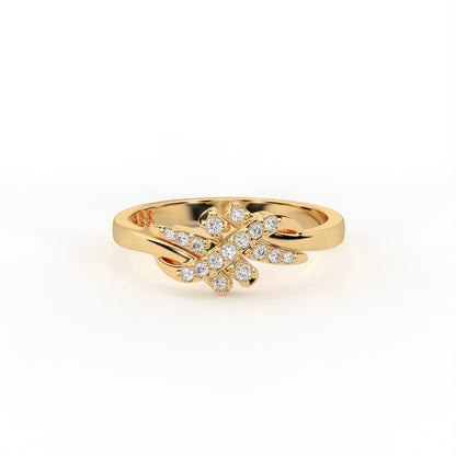 Ivy 0.11 ct Round Moissanite Pavé Crisscross Leaf 925 Silver Ring