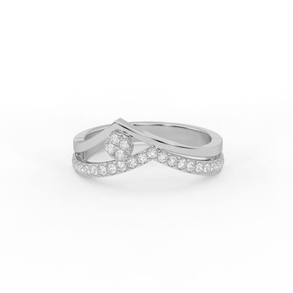 Meridian 0.25 ct Round Moissanite Pavé Crossover 925 Silver Ring