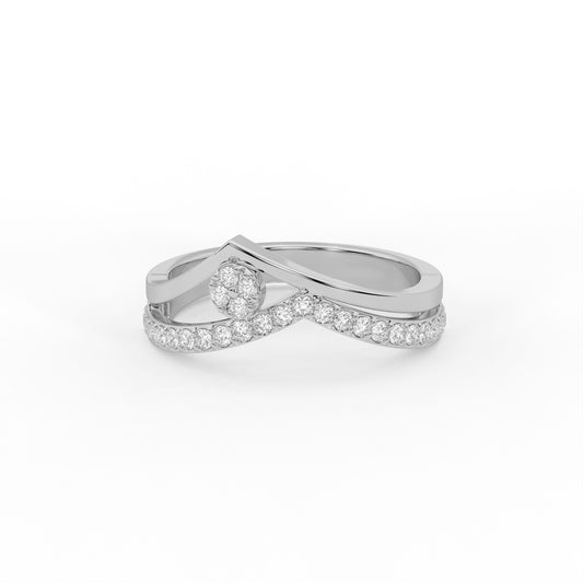Meridian 0.25 ct Round Moissanite Pavé Crossover 925 Silver Ring