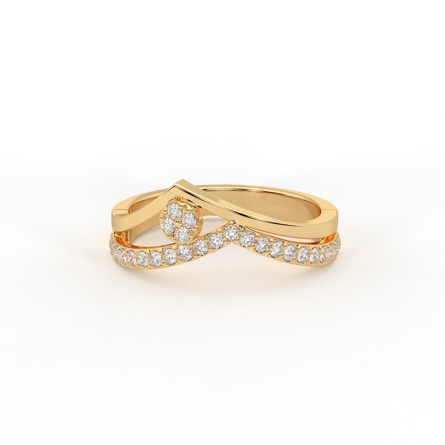 Meridian 0.25 ct Round Moissanite Pavé Crossover 925 Silver Ring
