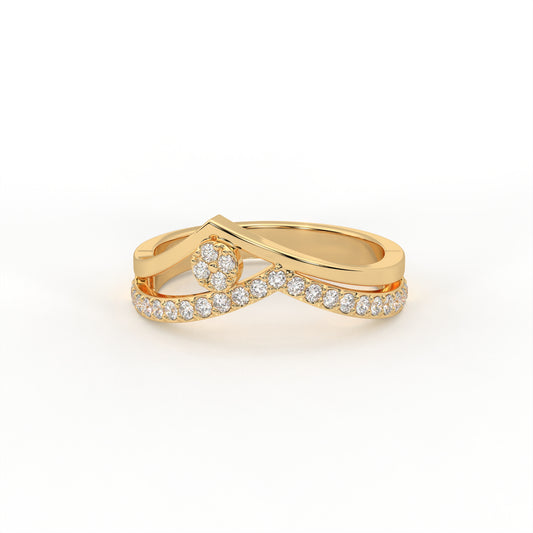 Meridian 0.25 ct Round Moissanite Pavé Crossover 925 Silver Ring