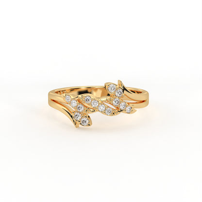 Laurel 0.14 ct Round Moissanite Pavé Leaf 925 Silver Ring
