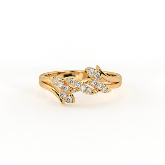 Laurel 0.14 ct Round Moissanite Pavé Leaf 925 Silver Ring