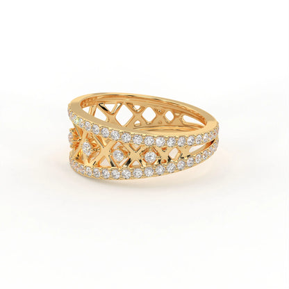 Elara 0.44 ct Round Moissanite Pavé Lattice 925 Silver Statement Ring
