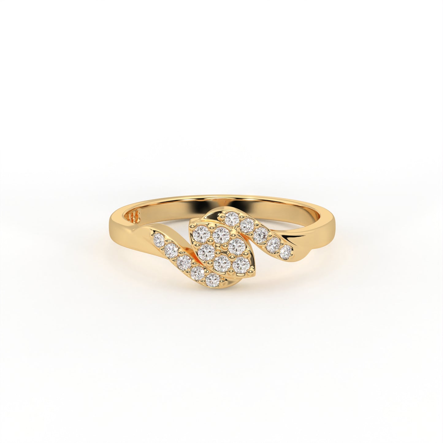 Willow 0.14 ct Round Moissanite Pavé Leaf Swirl 925 Silver Ring
