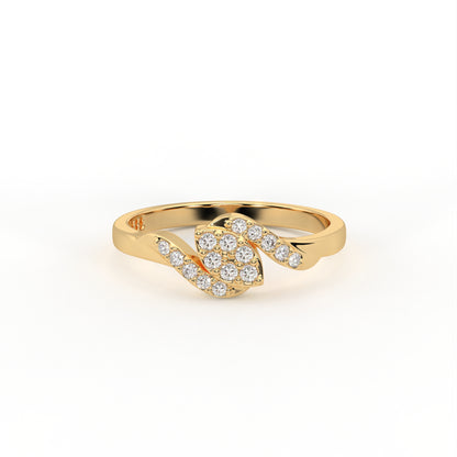 Willow 0.14 ct Round Moissanite Pavé Leaf Swirl 925 Silver Ring