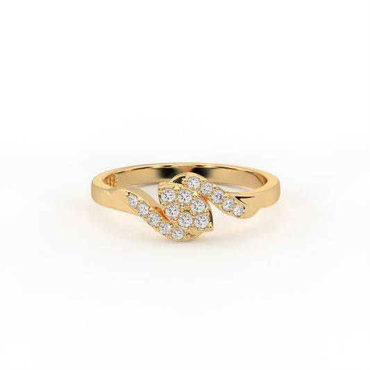 Willow 0.14 ct Round Moissanite Pavé Leaf Swirl 925 Silver Ring