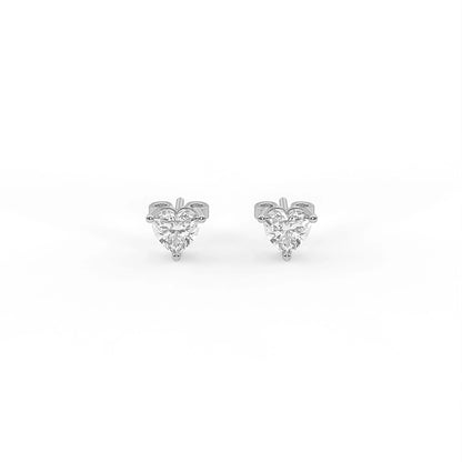 Adore 0.9 ct Heart Moissanite Prong 925 Silver Stud Earrings