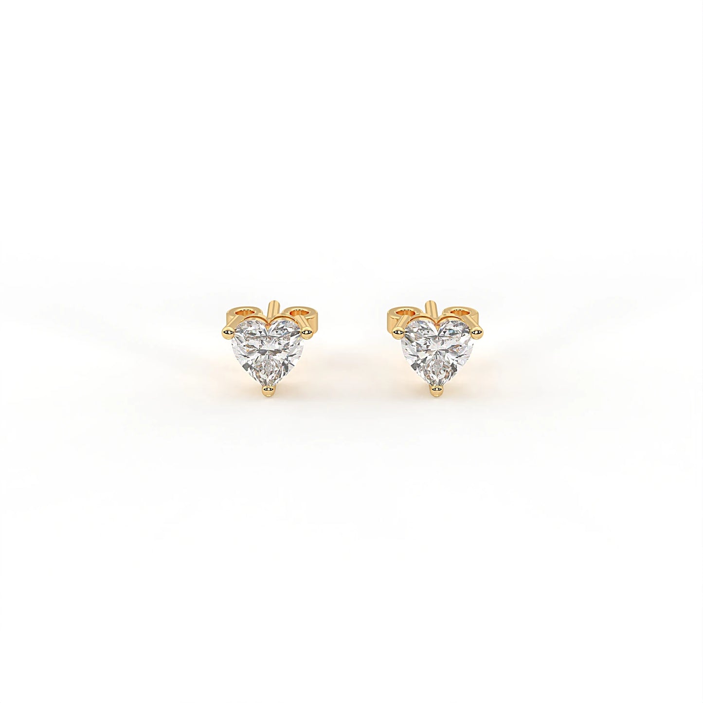 Adore 0.9 ct Heart Moissanite Prong-Set 925 Silver Stud Earrings - Dainty romantic glow.