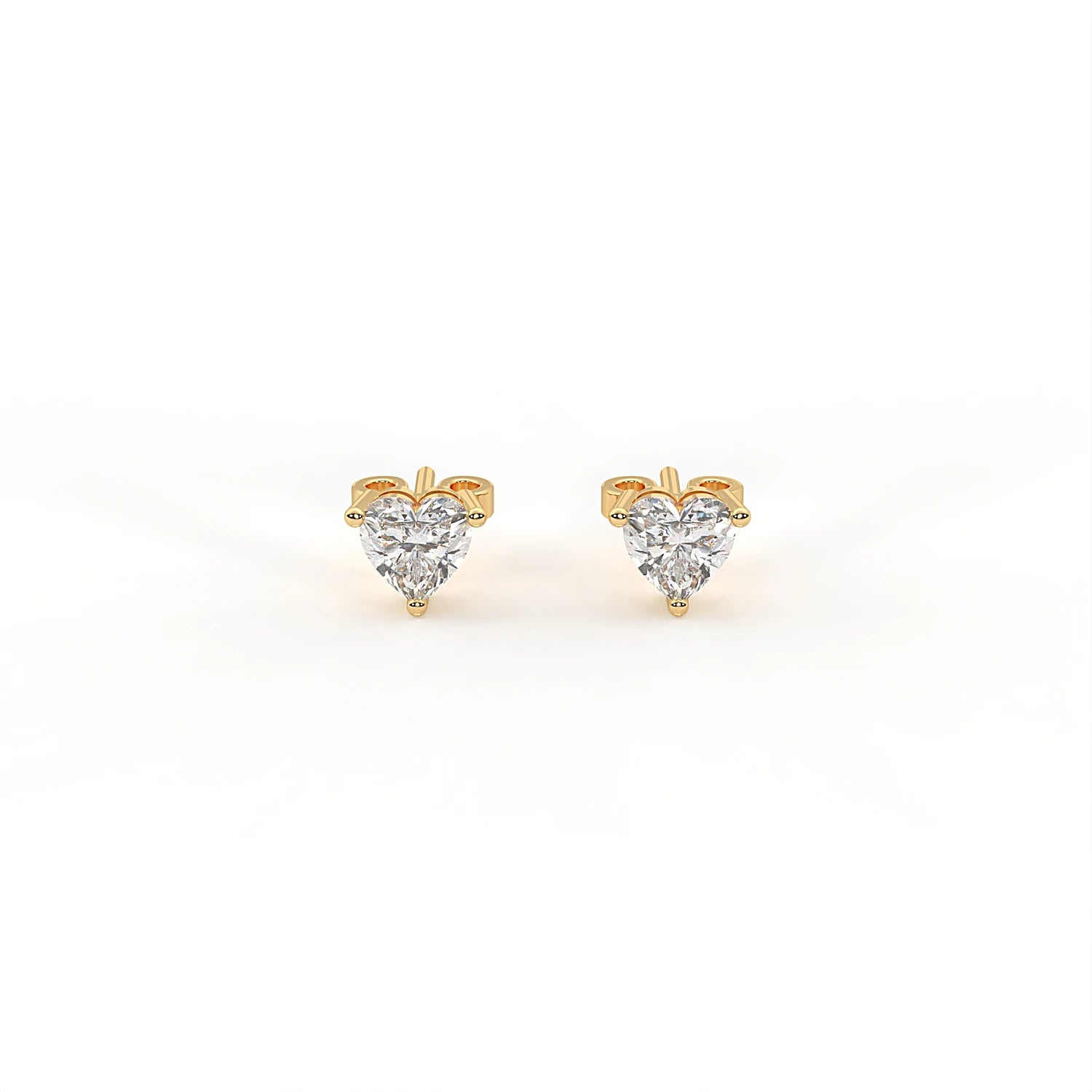 Adore 0.9 ct Heart Moissanite Prong-Set 925 Silver Stud Earrings - Dainty romantic glow.
