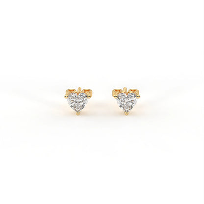 Adore 0.9 ct Heart Moissanite Prong-Set 925 Silver Stud Earrings - Dainty romantic glow.