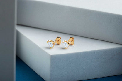 Adore 0.9 ct Heart Moissanite Prong 925 Silver Stud Earrings